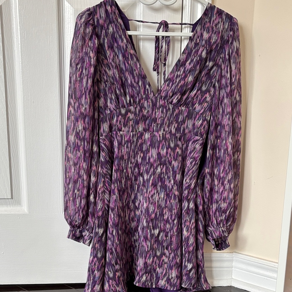 Dynamite Purple Patterned Mini Dress - Picture 3 of 3